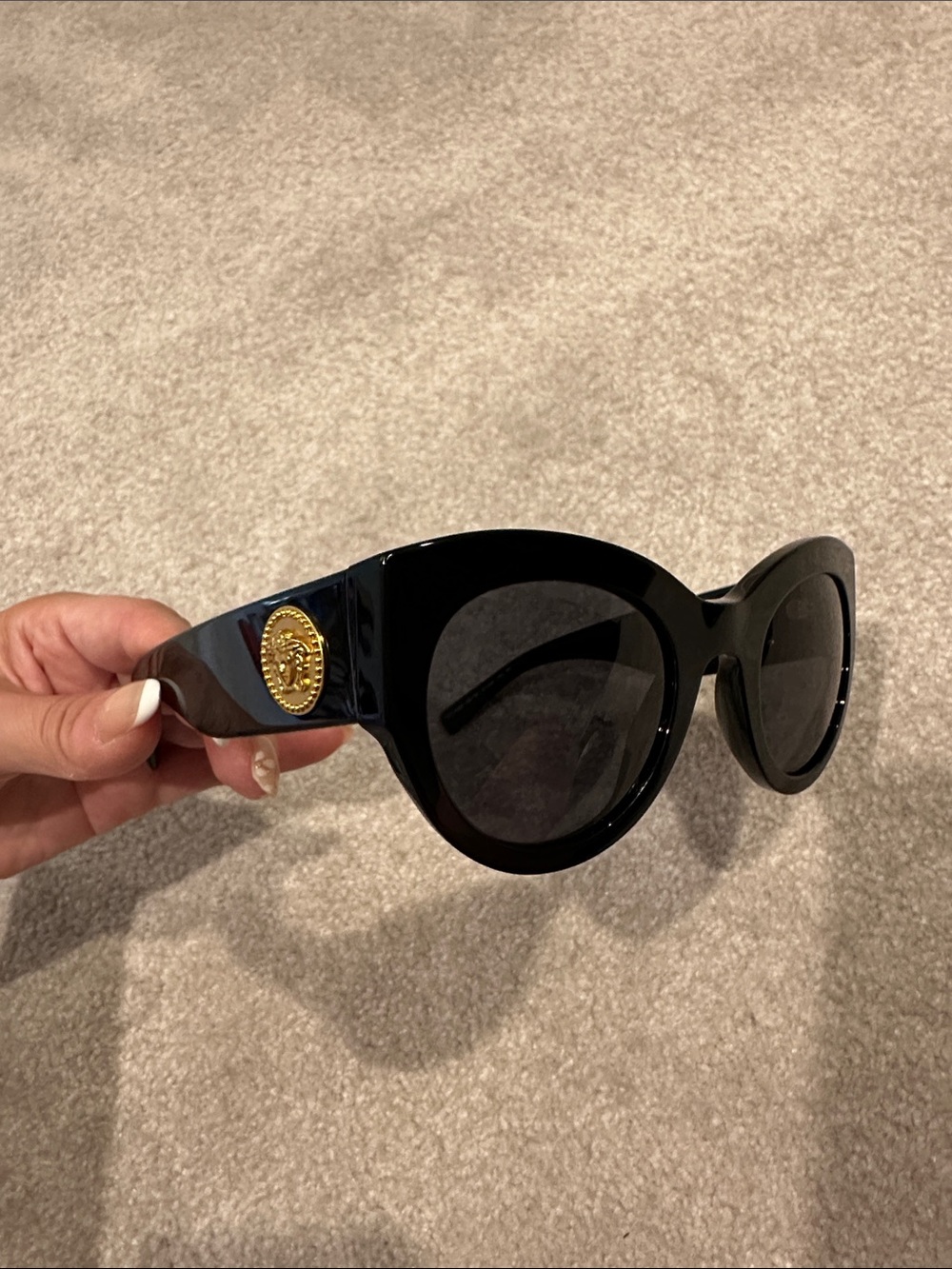 VERSACE Tribute Authentic Oversized Black Cat-Eye Sunglasses